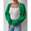 Women's Long Sleeve Open Front Knitted Crop Sweater Cardigan Drop Shoulder Knit Bolero Shrug - 3 of 4