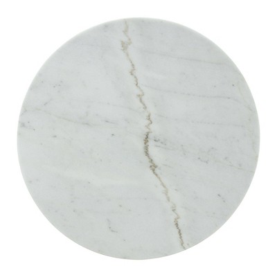 Round White Marble and Iron Counter Height Dining Table