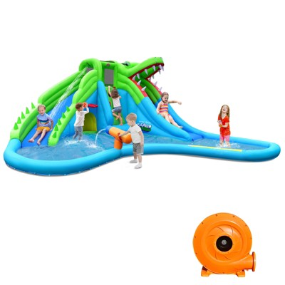 Infans Inflatable Crocodile Style Water Slide Upgraded Kids Bounce Castle w/780W Blower