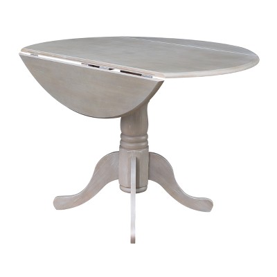 42" Washed Gray Taupe Round Wood Extendable Dining Table