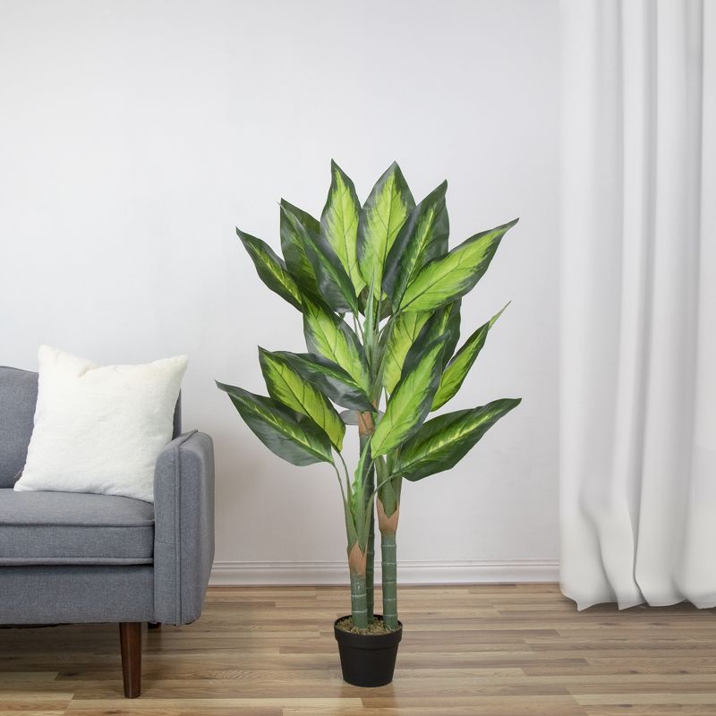 Northlight 51" Artificial Wide Leaf Green Dieffenbachia Potted Plant, 2 of 5
