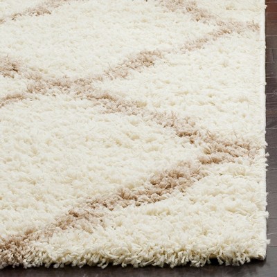 Ivory Beige Luxe Shag 5'1" x 7'6" Synthetic Area Rug