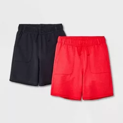 Boys' 2pk Adaptive Knit Pull-On Shorts - Cat & Jack™ Red/Black S
