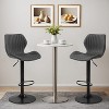 Abynow Modern Bar Stools Set of 2 Swivel Bar Height Barstools Chairs with Adjustable Height, Round Heavy Metal Base, and Footrest - 2 of 4
