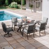 ALAULM 7PCS Patio Dining Set Outdoor Furniture w/2 Swivel Chairs&4 Fixed Chairs, Metal Patio Furniture Set 6 Chairs&Large Table w/Umbrella hole - 2 of 4
