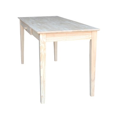 64" Unfinished Solid Wood Writing Desk with Drawer
