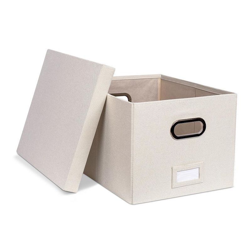 BirdRock Home 1-Pack Collapsible File Storage Organizer with Lid - Cream, 5 of 9