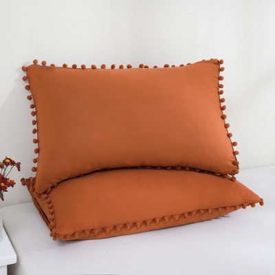 Pom-Pom Fringe Pillowcases & Body Pillow Cover – Soft Decorative Bedding Shams with Deep Pocket, Queen/King/Body Options