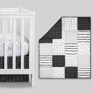 The Peanutshell Preston Baby Crib Bedding Set - Black/White - 3pc