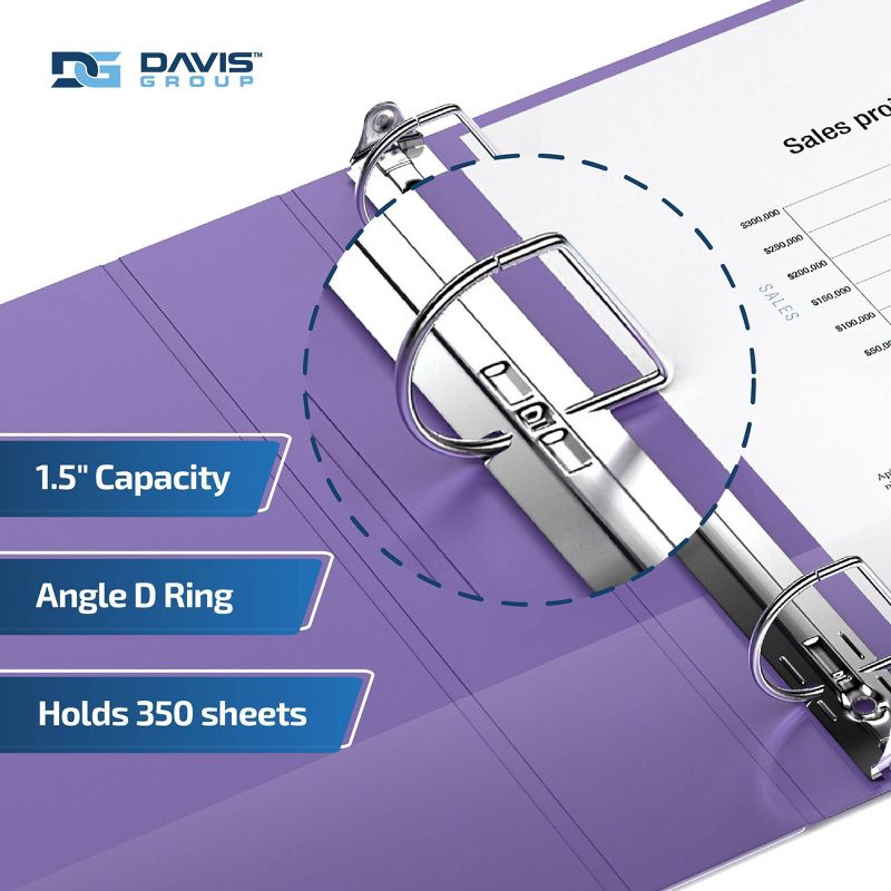 Davis Group 6pk 1.5&#34; Premium Economy Angled D-Ring Binder Purple, 3 of 9