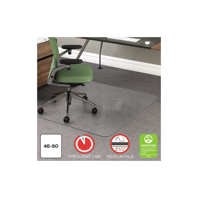 deflecto RollaMat Frequent Use Chair Mat, Medium Pile Carpet, Flat, 46 x 60, Rectangle, Clear, 1 of 8