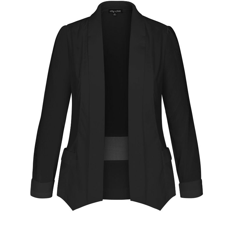 Women's Plus Size Drapey Blazer Jacket - black | CITY CHIC, 5 of 7