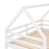 Okak Twin Over Twin House Bunk Bed with Roof, Ladder,Safety Guardrails Floor Low Bunk Bed Solid Wood for Kids, Girls, Boys Easy Assemble, White - 4 of 4