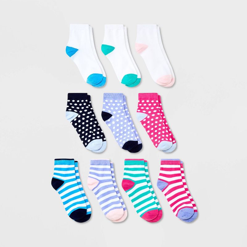 Girls' 10pk Lightweight Ankle Striped Socks - Cat & Jack™, 1 of 5