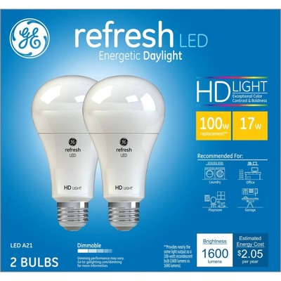 GE 2pk 100W Equivalent Refresh LED HD Light Bulbs Daylight_1