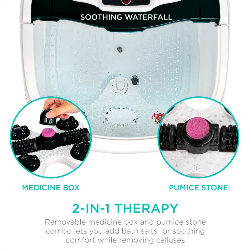 Best Choice Products Portable Heated Shiatsu Foot Bath Massage Spa w/ Pumice Stone, Waterfall, Adjustable Heat, 2 of 8