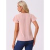 Allegra K Women's Lace Crochet Ruffles Cap Sleeves Swiss Dots V Neck Blouse - 3 of 4