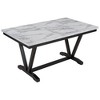 NicBex Dining Room Table Set for 6 Morden Dining Room Table with Marble Veneer Tabletop, 4 Upholstered Chairs and 1 Bench for Dining Room, White - 4 of 4