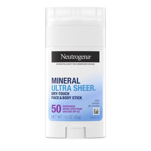 Neutrogena Mineral Ultra Sheer Face And Body Sunscreen Stick - Spf 50 - 1.5 oz : Target