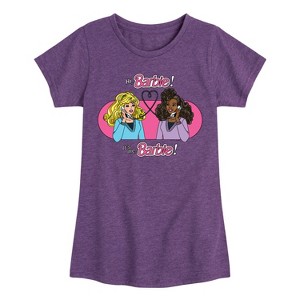 Girls' - Barbie - Phone Call Fitted Short Sleeve Graphic T-Shirt - 1 of 3