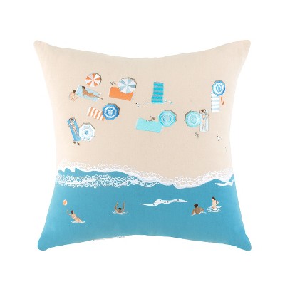 RightSide Designs Bird's Eye Beach Scene Indoor Cotton Throw Pillow