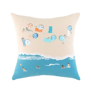 RightSide Designs Bird's Eye Beach Scene Indoor Cotton Throw Pillow - 1 of 4