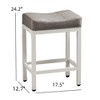 DSVIMOY 2pcs Saddle Bar Stool, Kitchen Island Stools with Footrests, Rectangle Bar Stools with Thick Seats for Kitchen Bar, Gray, 17.5"*24.2"*12.7 - 2 of 4