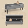 47.8" Faux Leather Storage Ottoman Bench with Hidden Compartment and Metal Legs for Bedroom & Entryway - 2 of 4