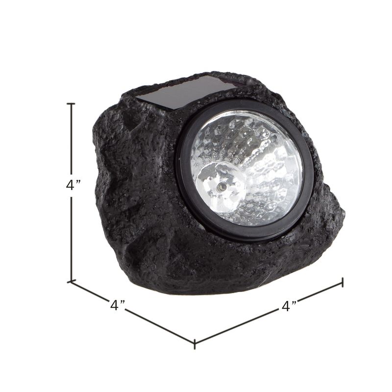 Nature Spring Solar-Powered LED Rock Lights – Black and Gray, 4-Pack, 3 of 6