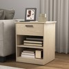 CIPACHO Natural Wooden Night Stand with Charger Station USB Type-C AC Outlets 1 Drawer Open Storage - 3 of 4