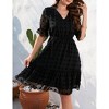 Women's Polka Dot Midi Dress Short Sleeve Tie Neck Wrap Style Casual Summer Sundress - 2 of 4