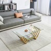 47" Modern Stainless Steel Coffee Table with Two-Tier Tempered Glass and Durable Frame, Easy Assembly - 3 of 4