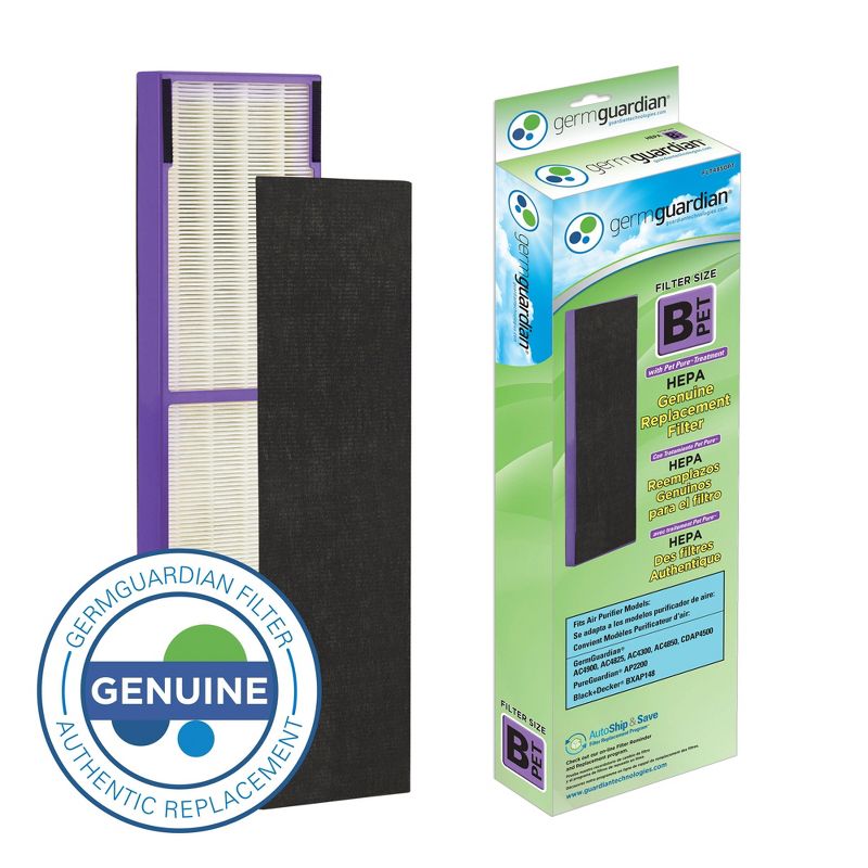 GermGuardian FLT4850PT True HEPA with Pet Pure Treatment GENUINE Replacement Air Control Filter B for AC4300/AC4800/4900 Series Air Purifiers, 1 of 6
