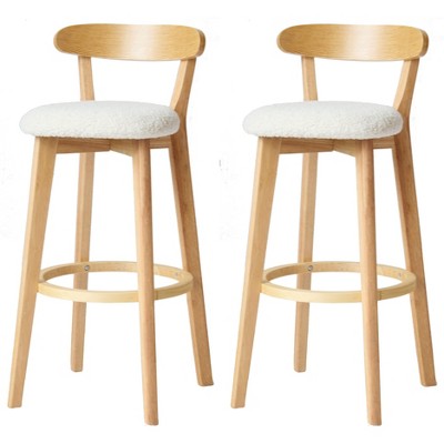 Nordlys Set of 2 Solid Wood and Bouclé Bar Stools Modern Design Style Upholstery Dining Room