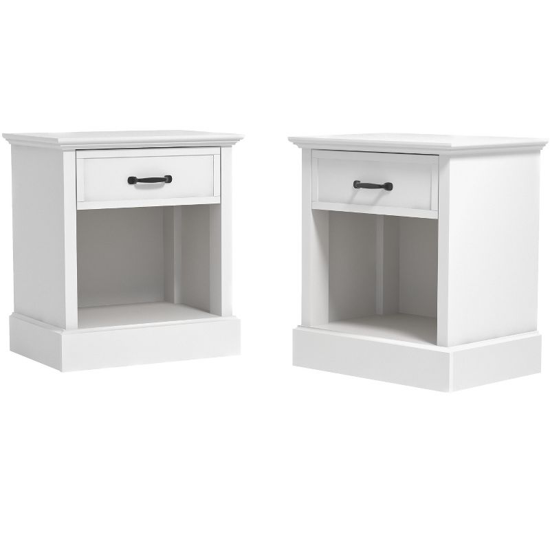 Galano Xylon 1-Drawer Bedside Table Cabinet Nightstand w/Drawers Storage and (24.2 in. x 21.7 in. x 15.7 in.) in White, Black, Gray (Set of 2), 2 of 16