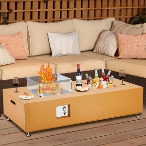 50000BTU Fire Table with Wind Guard, Glass Beads & Rain Cover, Sturdy Steel Anti-rust Finish & CSA Safety Certified Outdoor Firepit - 1 of 4