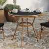Merrick Lane Mael Bistro Style Table with Tempered Glass Top, Textilene, and Bamboo Finished Metal Frame for Indoor/Outdoor Use - 2 of 4