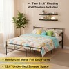 FurnitureR Metal Full Bed Frame with Headboard + 2 Floating Wall Shelves, Sturdy Steel Platform Bed Set with Storage Space, No Box Spring Needed - 2 of 4