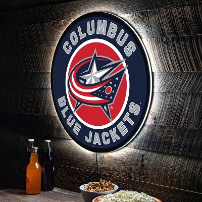 Evergreen Ultra-Thin Edgelight LED Wall Decor, Round, Columbus Blue Jackets- 23 x 23 Inches Made In USA