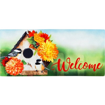 Home & Garden 10.0" Chickadee Floral Birdhouse Mat Sassafras Switch Evergreen Enterprises Inc  -  Door Mat