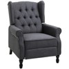 HOMCOM Fabric Upholstered Wingback Recliner, Tufted Back Linen Arm Chair with Footrest, Armrest, Padded Cushion, Dark Grey - 4 of 4