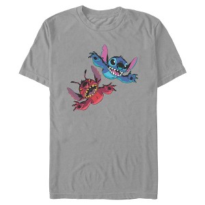 Lilo & Stitch Mens Blue Alien and Leroy Pose Short Sleeve T Shirt