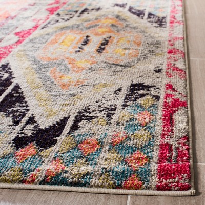 Bohemian Flair Light Grey & Multicolor 10' x 14' Synthetic Area Rug