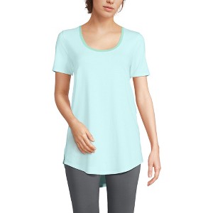 Lands' End Women's Short Sleeve Power Performance Scoop Neck Curved Hem Tunic Tee - 1 of 4