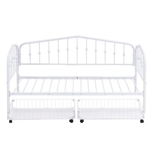 HomeRoots White Metal Twin Bed Frame With Drawers - 1 of 4
