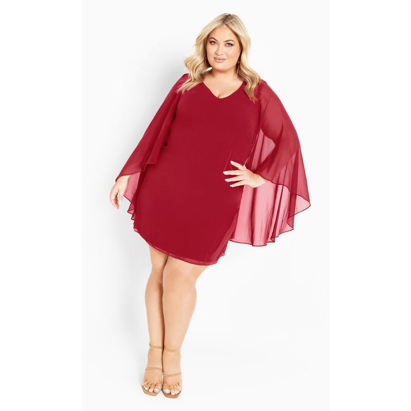 Women's Plus Size Nina Cape Dress - ruby | AVENUE, 2 of 6