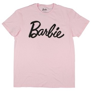 Barbie Women's Classic Logo Design Graphic Print Boyfriend Fit T-Shirt (XL) Pink - 1 of 3