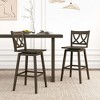 Tangkula 29" Bar Stool Set of 2 w/Rubber Wood Frame Swivel Seat Ergonomic Backrest - 2 of 4