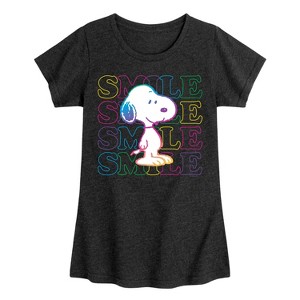 Girls' - Peanuts - Smile Rainbow Snoopy Fitted Short Sleeve Graphic T-Shirt - 1 of 4