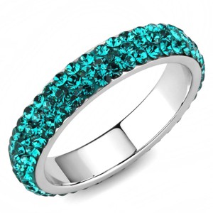 Slickblue Women’s Polished Stainless Steel Ring, Crystal Rhinestone Pave Design, Color Options, Sizes 5-10 - 1 of 4